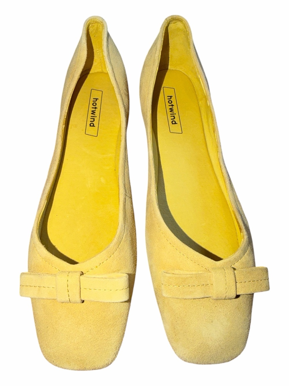 Lemon Suede Bow Ballet Flats